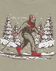 Let It Snow Skiing Bigfoot Sasquatch Graphic T-Shirt Nurtured by Nature Studio