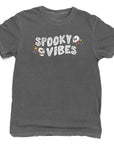 Spooky Vibes Halloween T-Shirt with Skulls on Vintage Washed Gray by Nurtured by Nature Studio
