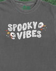 Spooky Vibes Halloween T-Shirt with Skulls on Vintage Washed Gray by Nurtured by Nature Studio