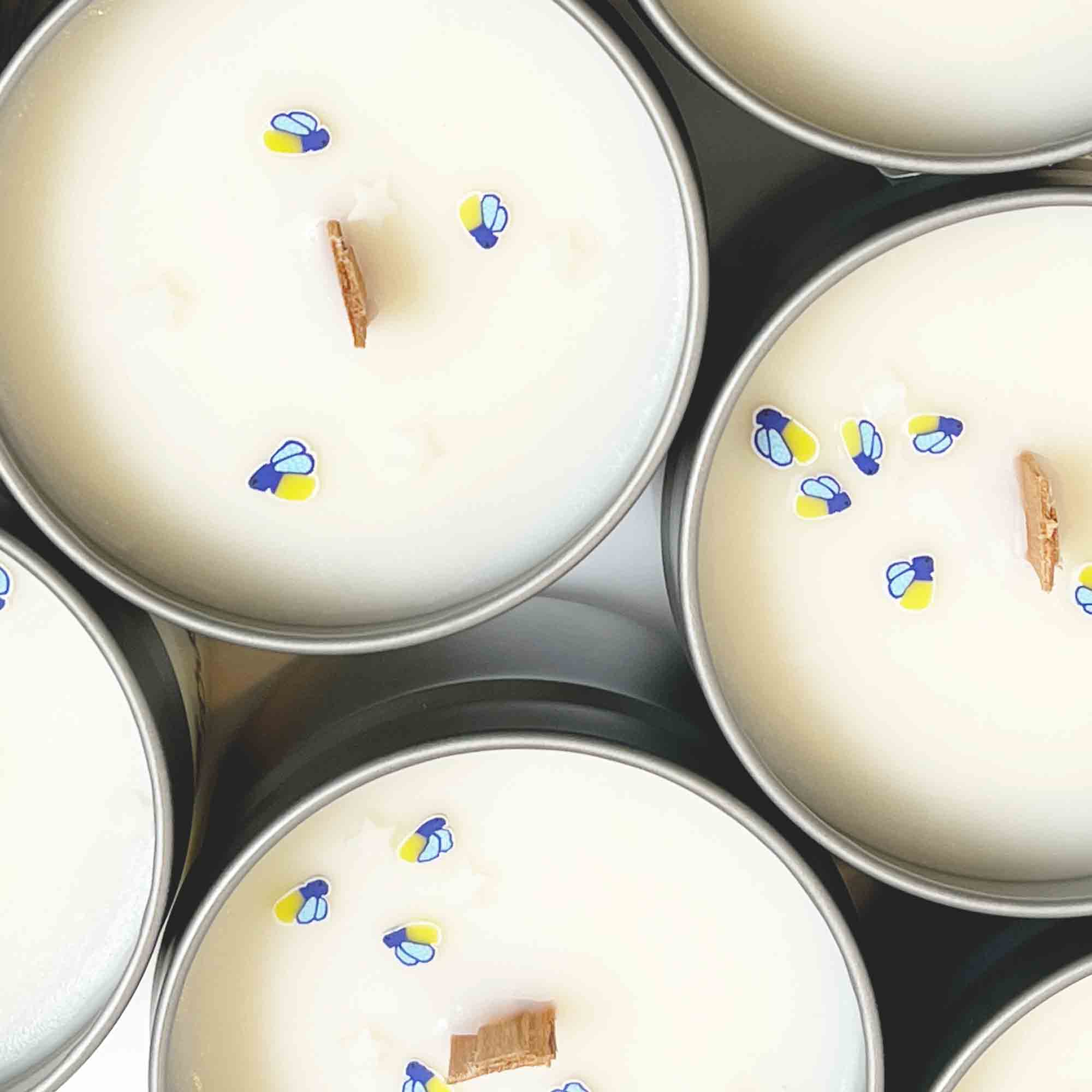 Citronella and lemongrass candle travel tin; great for glamping, camping, and the outdoors