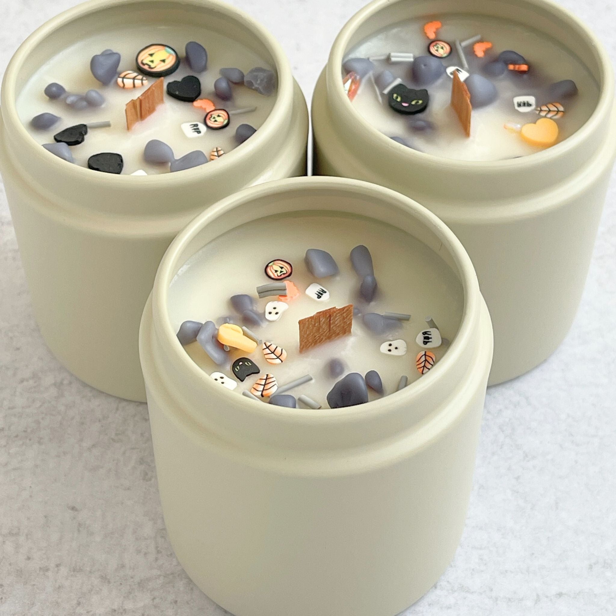 Spooky Vibes Halloween Candle with scents of dried herbs, leather, and charred wood