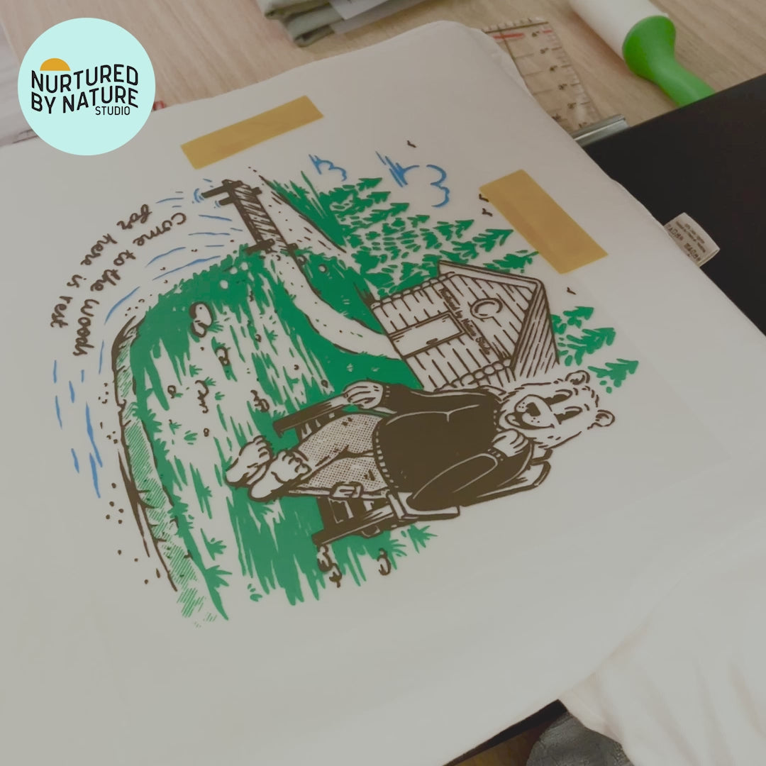 Cabin Life Cute Retro Bear Character T-Shirt by Nurtured by Nature Studio Hiking, Camping, Outdoorsy Gift