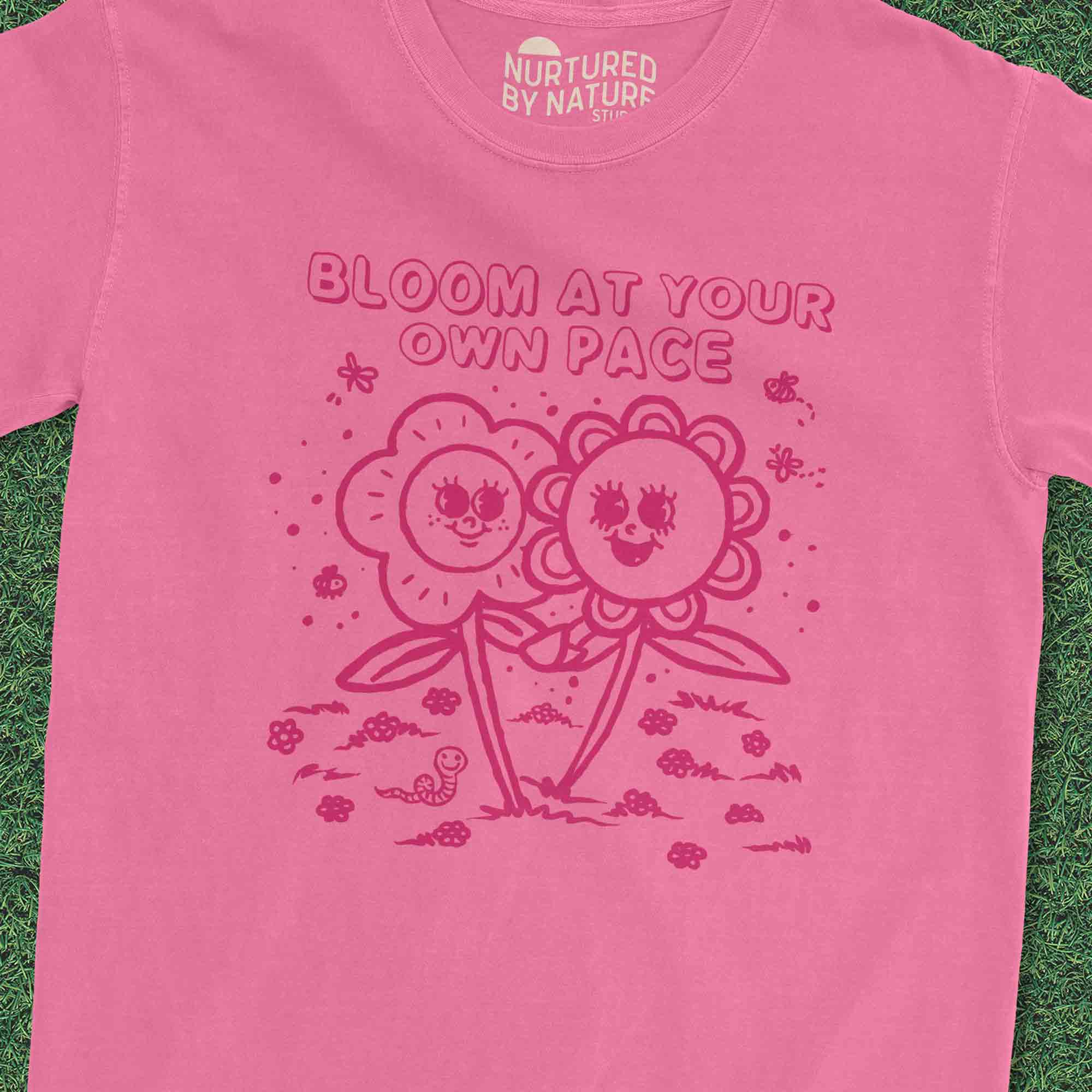 Cute Retro Graphic T-Shirt with Flowers by Nurtured by Nature Studio Hiking, Camping, Outdoorsy Gift