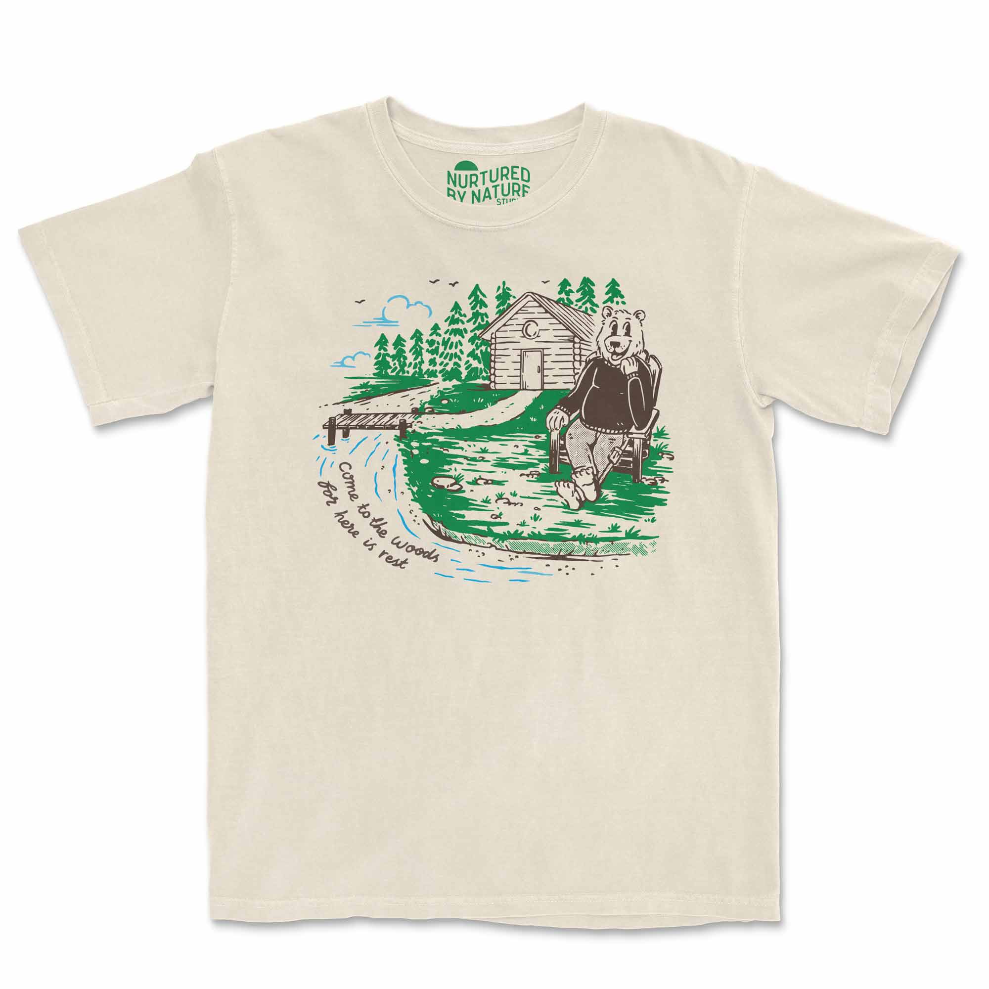 Cabin Life Cute Retro Bear Character T-Shirt by Nurtured by Nature Studio Hiking, Camping, Outdoorsy Gift