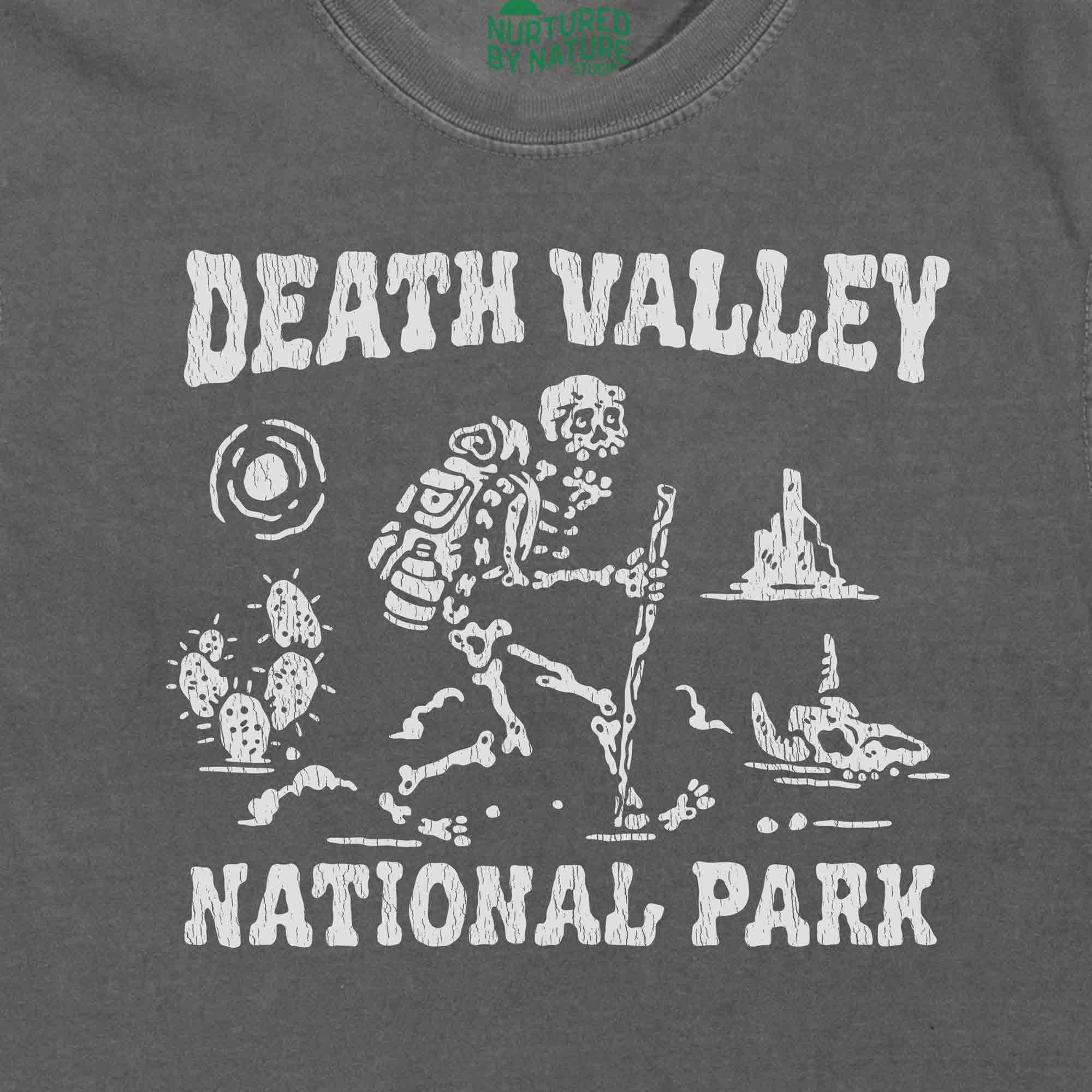Death Valley National Park with Hiking Skeleton Graphic T-Shirt by Nurtured by Nature Studio