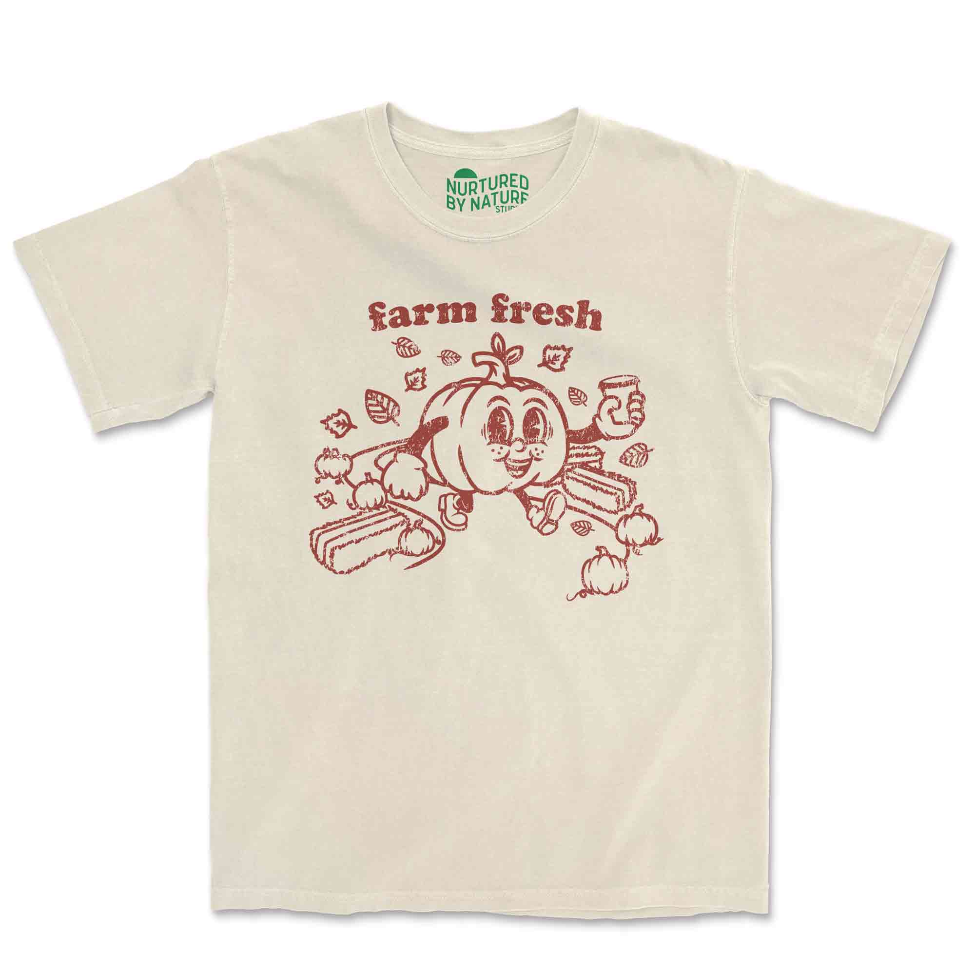 Farm Fresh Cute Retro Pumpkin Character Graphic T-Shirt by Nurtured by Nature Studio