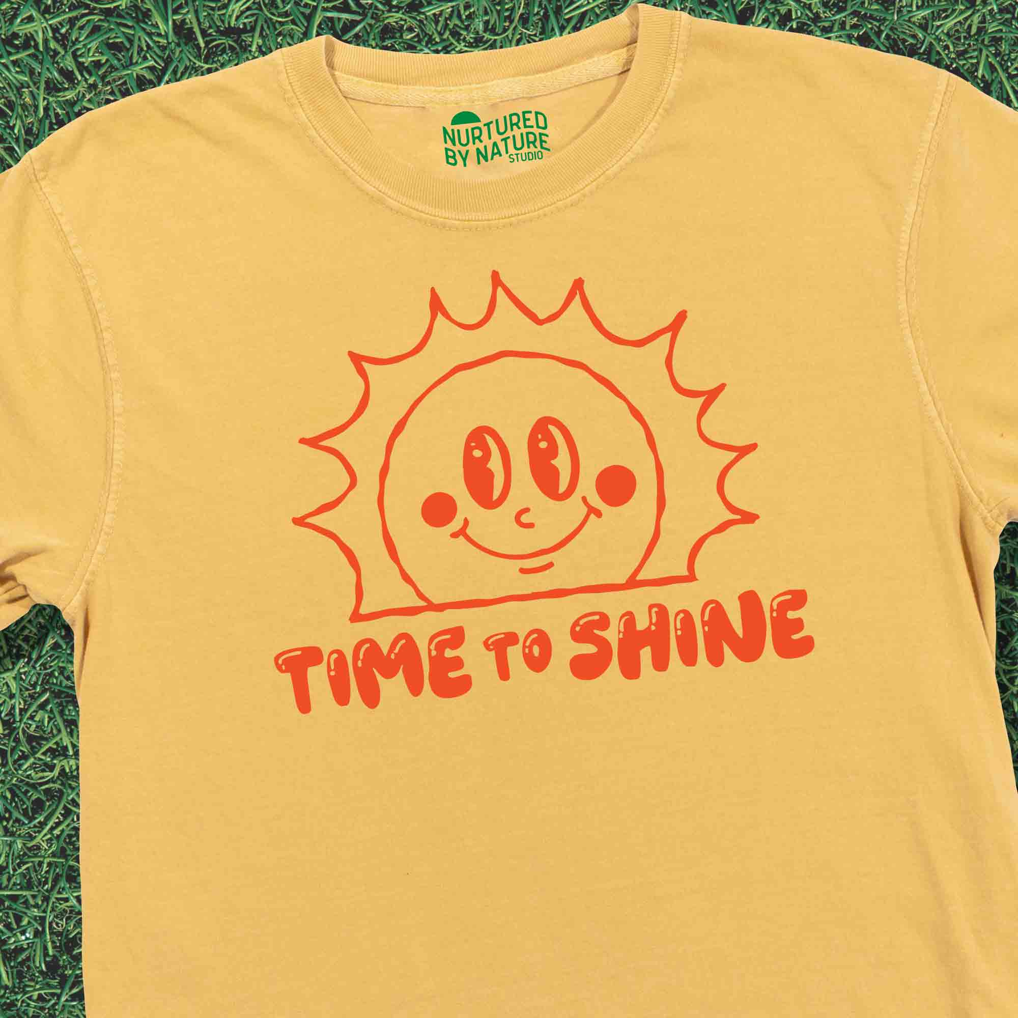 Time to Shine Cute Retro Sun Graphic T-Shirt by Nurtured by Nature Studio